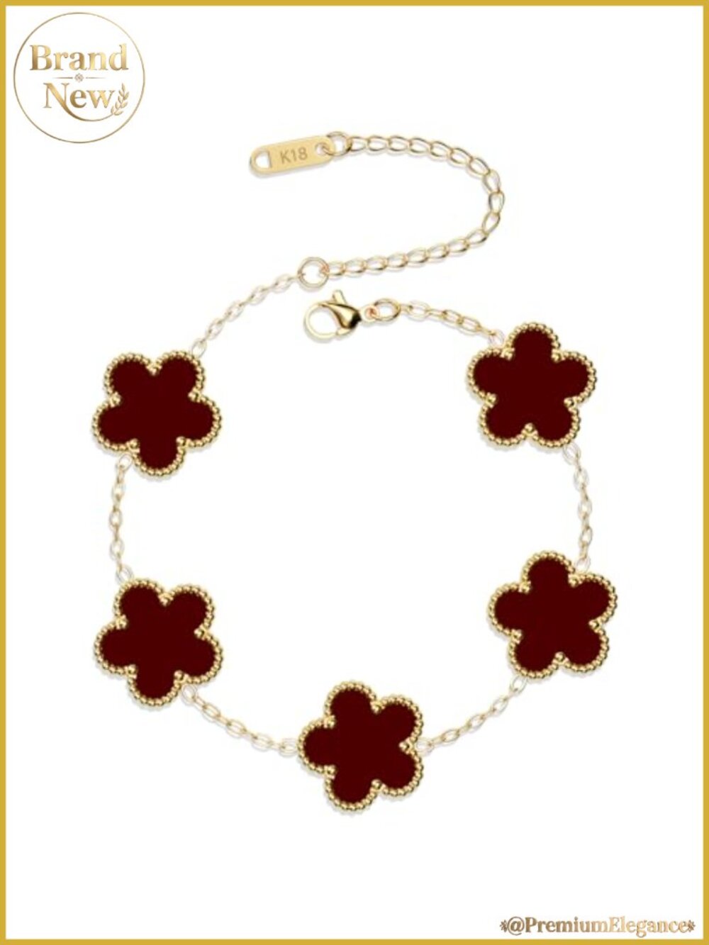 18K Gold Plated Clover Bracelet Set Women Link Charm Chain Hypoallergenic Gift